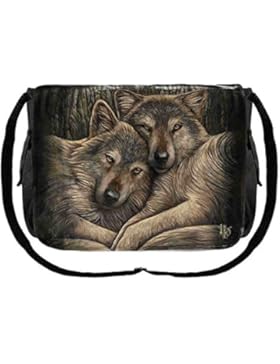 Loyale Gefährten - Zwei liegende Wölfe Umhängetasche Multicolours - Fantasy - Nemesis Now