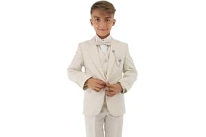 SIRRI Boys Textured 8-Piece Formal Suit - Slim Fit Set for Pageboy, Wedding, Communion, Ages 1-16
