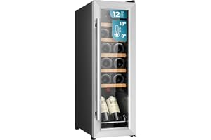 Cecotec Bolero GrandSommelier 1250 CoolWood kompressor vinkällare. 12 flaskor, temperatur 8-18ºC, träestetiker, pekskärm.