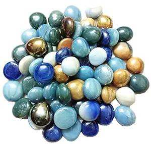 DS Milky Round Glass Pebbles/Gravels/Beads/Stone/for Aquarium, Table, Vase, Fountain (Multicolour) Approx 63 Pieces