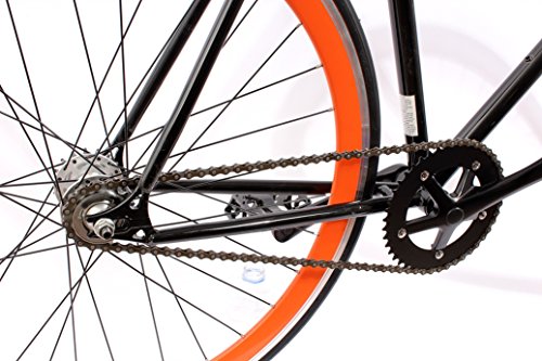KHE Fixie Singlespeed FX01 56,5cm schwarz inkl Freilaufritzel 40mm orangene Felge - 7