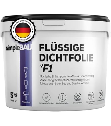 Flüssigfolie Profi 4kg, Flüssiggummi für Innen, Wassersperre unter Fliesen, Bad, Dusche, Abdichtung, Halbau D01