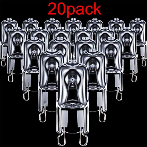 20 Pieces G9 Halogen Light Bulbs Clear Capsule 220-240 V Replacement for Signal Lights, Cooker Lighting, Energy Class C (33 Watt 220-240 V)