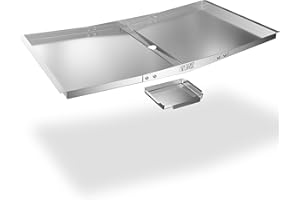 CAPTAINGRILL Fettwanne mit Auffangwanne, verstellbare Tropfpfanne für Gasgrill-Modelle von Dyna Glo, Nexgrill, Expert Grill, Kenmore, BHG und mehr, Edelstahl-Grill-Ersatzteile (Breite 76,2 cm - 91,4 cm)