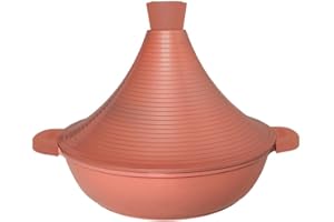 CEKA TECH Tajine Tous Feux dont Induction - Plat Tajine Marocain 28cm Marmite tajine avec Couvercle en Aluminium antiadhésif - Rose