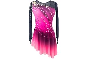 LIUHUO Konståkningsklänning flickor kvinnor elegant gradient kvalitet kristaller tävling skate kjol
