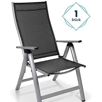 Amazon.de: Vanage Polyrattan Gartenstuhl mit Fußablage in schwarz - Alu