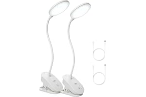 Miady 2 Stück Leselampe Bett Klemmleuchte USB Wiederaufladbare Klemmlampe 3 Helligkeiten Augenschutz Bettlampe mit Touch Dimmbar 360° Flexibel für Lesen, Schlafzimmer, Büro