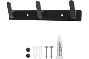 Sevenpers Wall Mounted Coat Rack with 3 Hooks - Heavy Duty, Black Coat Hangers for Hanging Clothes, Coats, Hats, Towels, Bags, Robes, Purses