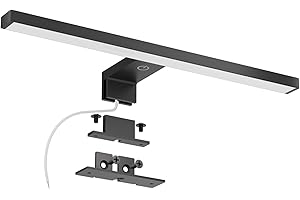 ‎DEELUX DEELUX Spiegelleuchte Bad Mit Touch-Schalter,Dimmbares LED Spiegellicht(80~800 lm) 10W 40cm,4000K Neutralweiß Badezimmer Lampe,Badleuchte,Wandleuchte 400mm Spiegellampen für das bad,Schwarz