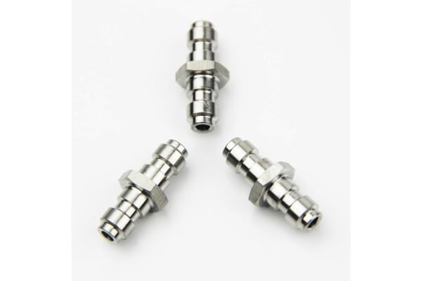 UP100 rostfritt stål snabbkopplingsbeslag, 30 mm längd, 8 mm fyllnippel, 3-pack, 4500 PSI, för installation av slangrör