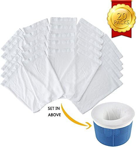 Universal Pool Skimmer Socks - Filter Savers for Baskets and Skimmers, Durable Elastic Nylon Fabric Filters of Swimming Pools, Fine Mesh Screen Sock Liner for Basket Filters (20 Packs)