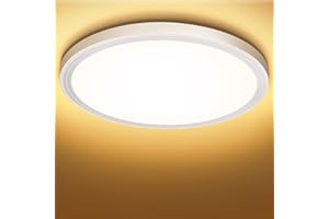 OUILA Deckenlampe Led Deckenleuchte Flach Rund - Warmweiß 18W 3000K 1600LM IP44 LED Badezimmer Lampe Badlampe Decke Küchenlampe für Bad Flur Schlafzimmer Balkon Wohnzimmer Küche Keller Lampe UltraDünn 223mm