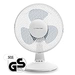 TROTEC Tischventilator TVE 10 | Automatische 100°-Oszillation mit Abschaltfunktion | Tisch Ventilator mit 2 Geschwindigskeitsstufen | Leistungsaufnahme 25W | geringes Betriebsgeräusch | weiß | Durchmesser 23 cm