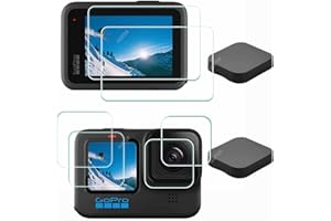 ULBTER Displayschutzfolie für GoPro Hero 12 11 10 Hero12 Hero11 Hero10 + Objektiv+Objektivdeckel Panzer screen protector 9H Härte Gehärtetes Glas [6+2 Stück]