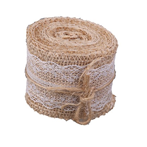 Hessisch Weiß Spitze Sackleinen Kunst Farbband für Vintage Hochzeit Zuhause Dekor 2M