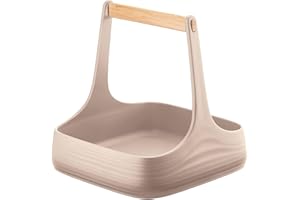 Guzzini - Tierra, ALL TOGETHER, Organizzatore da Tavola in Plastica Riciclata e Legno - Grigio Tortora, 22x22xh22,5 cm - 179300158
