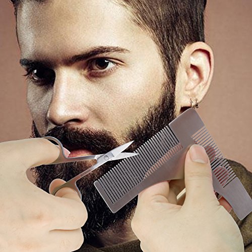 YaFex Bart Rasur Set mit Premium Edelstahl Bart Schablone Kamm, Rasiermesser und Bartschere (Bartpflege Set) - 6