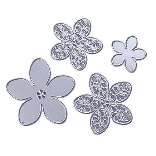 4 Stück Metall Stanzschablonen Set Blumen Einklebebuch Schablonen für DIY Scrapbooking Album, Schneiden Schablonen Papier Karten Sammelalbum Dekor