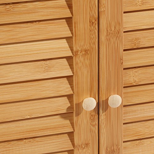 Relaxdays Waschbeckenunterschrank LAMELL aus Bambus H x B x T: ca. 60 x 67 x 30cm Unterschrank fürs Waschbecken oder den Waschtisch Waschtischunterschrank aus Holz mit 2 Türen in Lamellen-Optik, natur - 4