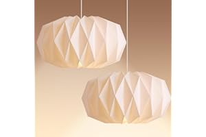 Afenau Lot de 2 abat-jours en papier - Design origami - Abat-jour en papier de riz - Pour salon, chambre à coucher, salle à manger - 43 x 25 cm