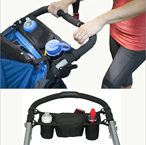 VALUE MAKERS Baby Stroller Organizer Storage Bag - Multi Functions Pram Pushchair Cup Holder Stroller Buggy Bottle Drink Food Console Tray Hanging Storage Pouch - Waterproof Handle Hanging Pallets Bag - Diaper Bag
