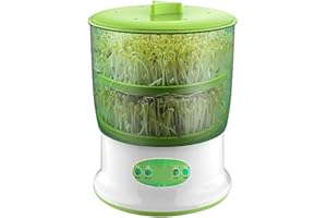 HADAVAKA Macchina Automatica Per La Coltivazione Dei Fagioli Sprouter, Germogliatore Domestico, Strumenti Di Germinazione Di Grande Capacità, Con Sistema Di Irrigazione Automatica (EU,2 Layer)