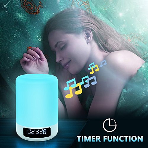 ACRATO Portable Bluetooth Lautsprecher Wireless Speaker mit TF Karte Funktion Lautsprecherlampe mit Farbewechsel Tischleuchte Wecker Mikrofon TouchsensorTragbar - 7