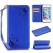Produktbild Nancen Apple iPhone 6 Plus / 6S Plus (5,5 Zoll) Handyhülle, Luxus Blau Prägung Schmetterling und Blume Muster Flip Case PU Leder Tasche Ledertasche Etui Protective Schale Bookstyle Schutzhülle mit Standfunktion und Invisible Magnetverschluss