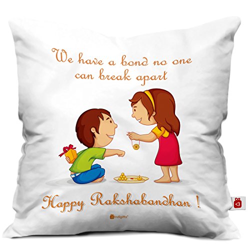 Indigifts Micro Fibre and Satin Bond That Never Break Quote Printed Square Cushion Cover with Filler - White
