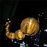 LED Solar Lampion Lichterkette 20er Partylichterkette Weihnachtslichterketten Weihnachtsbeleuchtung Deko für Innen Außen Balkon Garten Party Weihnachten Kugeln/Bälle Lampions 5.6m golden - 6
