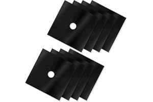 SZCXDKJ 8Pcs Gas Hob Range Protectors Stovetop Burner Protector Liner Cover Cleaners Cooker Reusable Double Thickness,Heat Resistant,Non-Stick Gas Stove Mats for Fast Kitchen Cleaning 10.6 x 10.6"(Black)