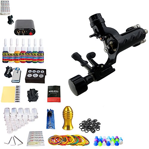 Solong Rotary Machine Tattoo Kit 7 Colors Ink Set Grip 2 Practice Skin