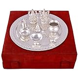 GS Museum Silver Plated Royal Pooja Thali Set with Ganesh Laksmi(28Cmx8Cmx28Cm)