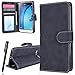 Produktbild WE LOVE CASE Hülle kompatibel mit Samsung Galaxy J3 2016 Schwarz Lederhülle Handytasche Karten Slot Case Cover Flip Bookstyle Standfunktion mit Magnet Schutzhülle für Samsung J3 2015 / 2016 Hülle