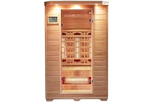 HOME DELUXE - Cabine infrarouge REDSUN M VSS - 120 x 105 x 190 cm - pour 2 personnes, 6 radiateurs à spectre complet, bois : hemlock I Sauna infrarouge, sauna, cabine chauffante, infrarouge