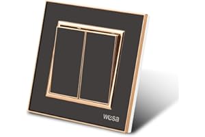 WESA Interruptor mecánico de luz, Interruptor de pared de 1 vía y 1 gancho de 10 A, Interruptor de luz de pared de 86 mm (2 Fach 1 Weg, NEGRO)