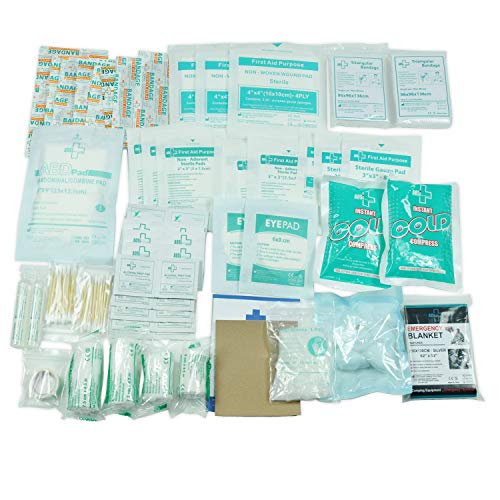 160 Piece First Aid Kit Bag Refill Kit - Includes 2 x Eyewash,2 x Instant Cold Pack, Bandage, 6 x Cleaning Towelette for Travel, Home, Office, Car, Camping, Boat, Workplace