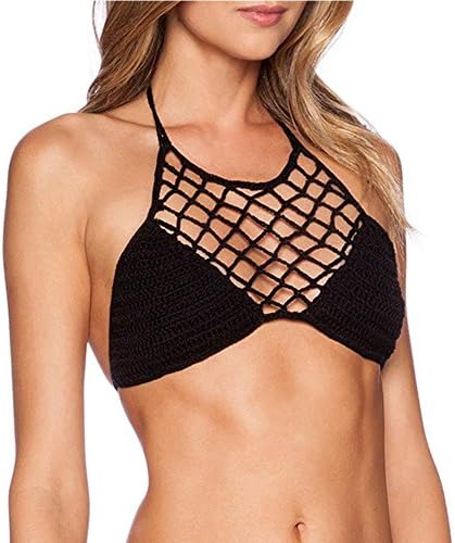 TOYUN Bikini Underwear Beach Swimwear Crochet Grid Seaside Holiday Tour , black