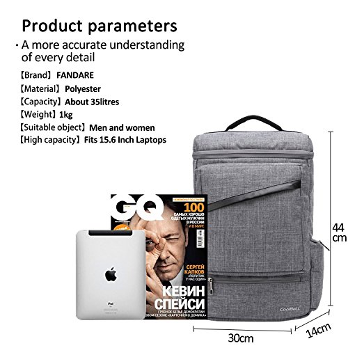 FANDARE 2017 Rucksack 15.6 Zoll Laptoprucksäcke Fahrradrucksäcke Wanderrucksäcke Schulrucksack Notebook Daypack Reisen Studenten Herren Damen Multi-Tasche Stoßfest Wasserdicht Polyester - 6