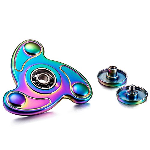 ESONIC Detroital Rainbow Triangle Finger Spinner Alloy Hand Gyro Fidget Toy for Killing Time