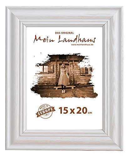 Vintage Bilder-Rahmen Stockholm im Shabby Chic Design | Holz-Rahmen in Weiß mit Glas (21×29 - 2