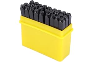 Walfront Lettres et Chiffres à Frapper 4mm Ensemble de Poinçons en Acier au Carbone A-Z-& Lettres et 0-9 Chiffres pour Artisanat d'Estampage des Métaux