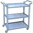 GOHHK Large Trolly Cart Durable Hotel Catering Cart with Handle, 3 Tier Multi Purpose Plastic Cleaning Service Rolling Trolley with Wheel, 50kg Capacity (Color : L-103×50×98cm)