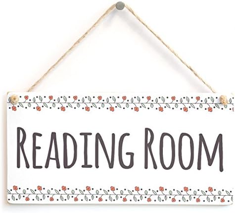 Reading Room - Stylish Handmade Door Sign Poppy Style Border for Library/Quiet Place