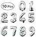 Produktbild TOYMYTOY 10 Stücke 16 Zoll Folie Luftballons,Nummer 0-9 Silber Ballon Film Ballons Mylar Balloons Party Supplies