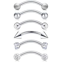 Kit Piercing Sourcil 16G Acier Chirurgical - 8 Pièces Barbell Courbe Or Pour Sourcil, Langue, Nombril