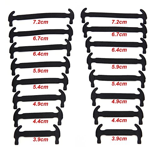 Preisvergleich Produktbild 16 Set Keine Krawatte Schnuersenkel Silikon Flachsenkel Elastische Silikon Schnuersenkel Kinder und Erwachsene Schwarz