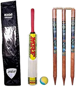 Small Boy's Cricket Set, Wooden Cricket Kit with Carry Bag (Ideal for 5-9 Years Kids) - Size-. 5, by VAIBHAV Enterprises