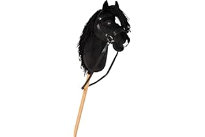 small Foot Hobby Horse schwarz „Eddie“, Steckenpferd mit abnehmbaren Holzstab und frisierbarer Mähne, inkl. Halfter, Trense & Führstrick, für Kinder ab 3 Jahren, 12716